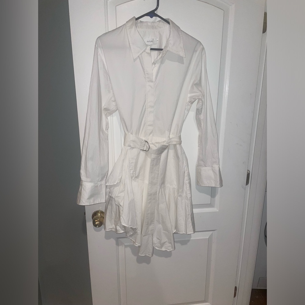 New! A.L.C. Jacey Cotton Poplin Belted Asymmetric Shirt Dress 🤍 size 10 - Picture 7 of 12